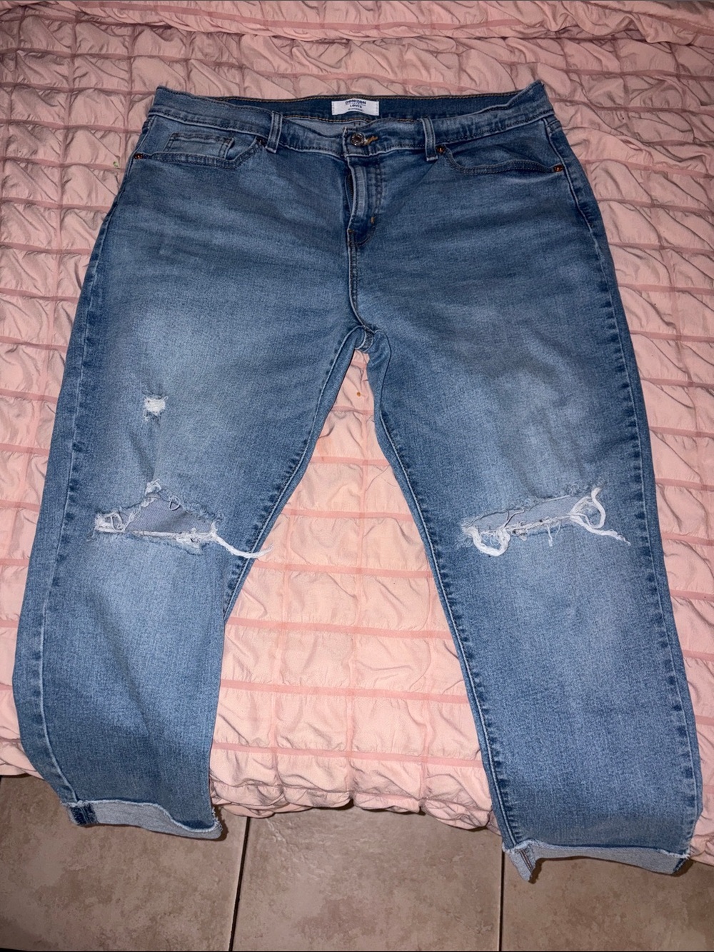 Denizen from Levi's Women's Light Blue Boyfriend Jeans with Knee Rips
